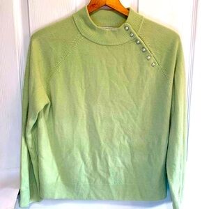 Vintage 50s Inspired Women's Green Long Sleeve Sweater Petite Large Casual Soft